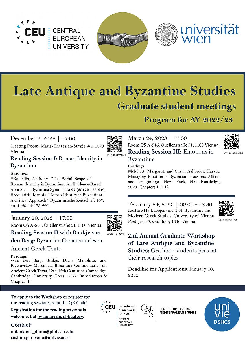 Programmankündigung für Late Antique and Byzantine Studies Graduate Student Meetings
